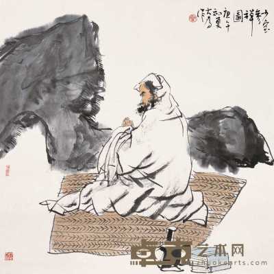刘大为 1990年作 少室参禅图 镜心 68×68cm